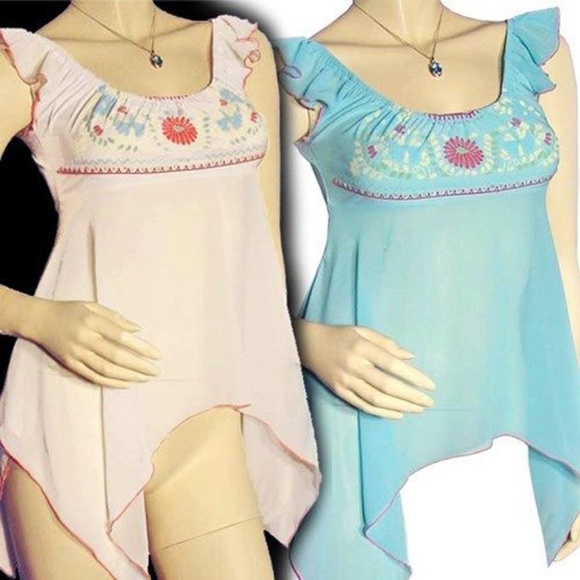 New Y2K Womens Asymmetrical Sheer Top S Made USA Fairycore Boho Fairy Princess - Picture 8 of 8